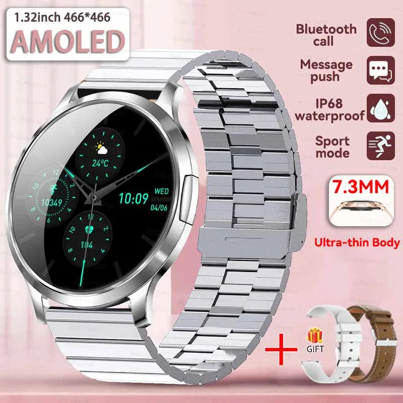 1,32" ultratyndt AMOLED-smartwatch til kvinder med Bluetooth-opkald – Brugerdefinerede urskiver, aktivitetsmåler, luksusdesign