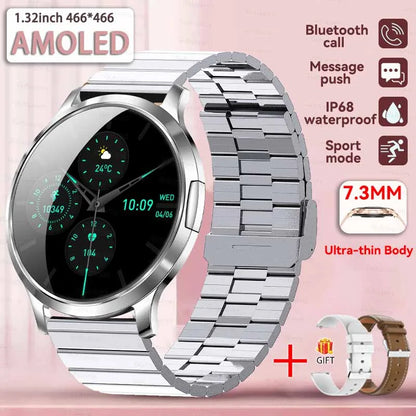 1,32" ultratyndt AMOLED-smartwatch til kvinder med Bluetooth-opkald – Brugerdefinerede urskiver, aktivitetsmåler, luksusdesign