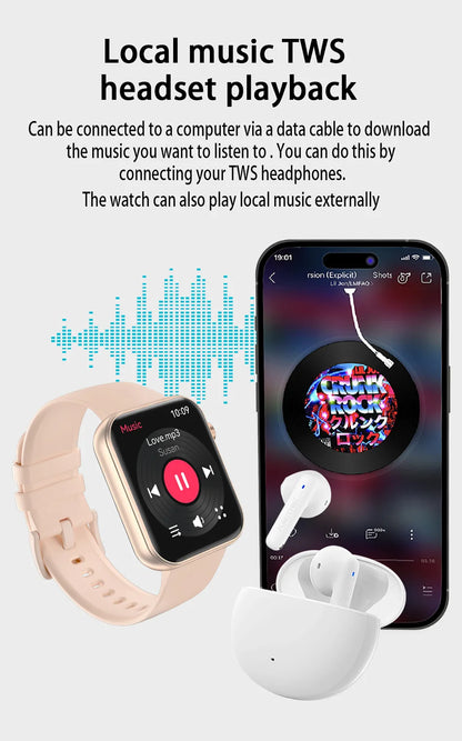 Smartwatch 2025 für Damen und Herren – Kamera, Videoaufzeichnung, Gesundheits- und Fitness-Tracker, wasserdicht, Bluetooth-Anruf