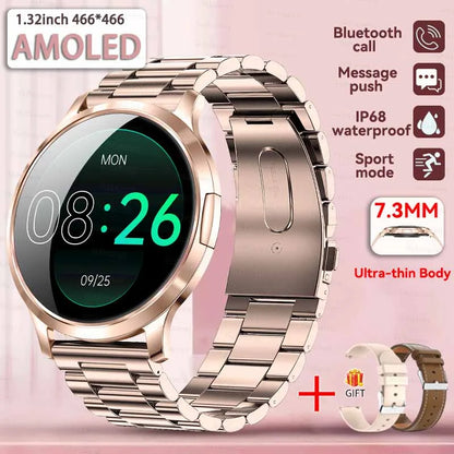 1,32" ultratyndt AMOLED-smartwatch til kvinder med Bluetooth-opkald – Brugerdefinerede urskiver, aktivitetsmåler, luksusdesign