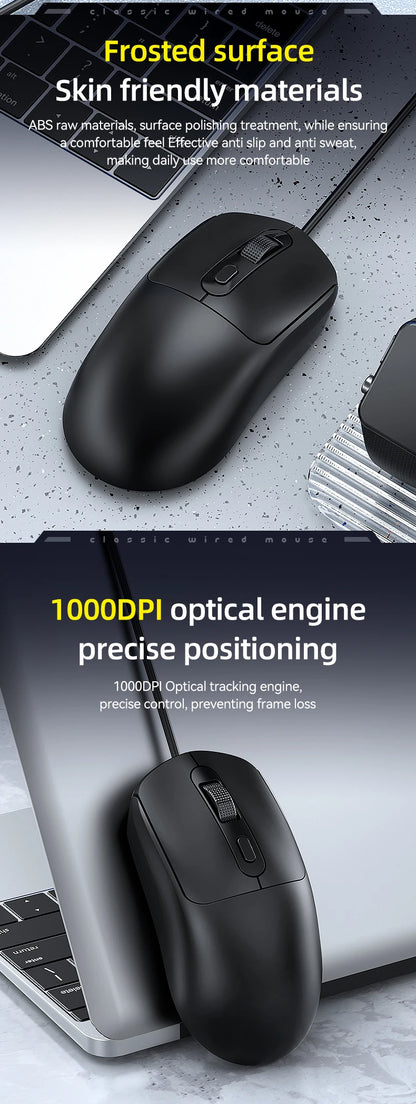 G580 Ergonomisk Mus Med Ledning – 1600 DPI Justerbar, Anti-skrid Design til PC & Bærbar