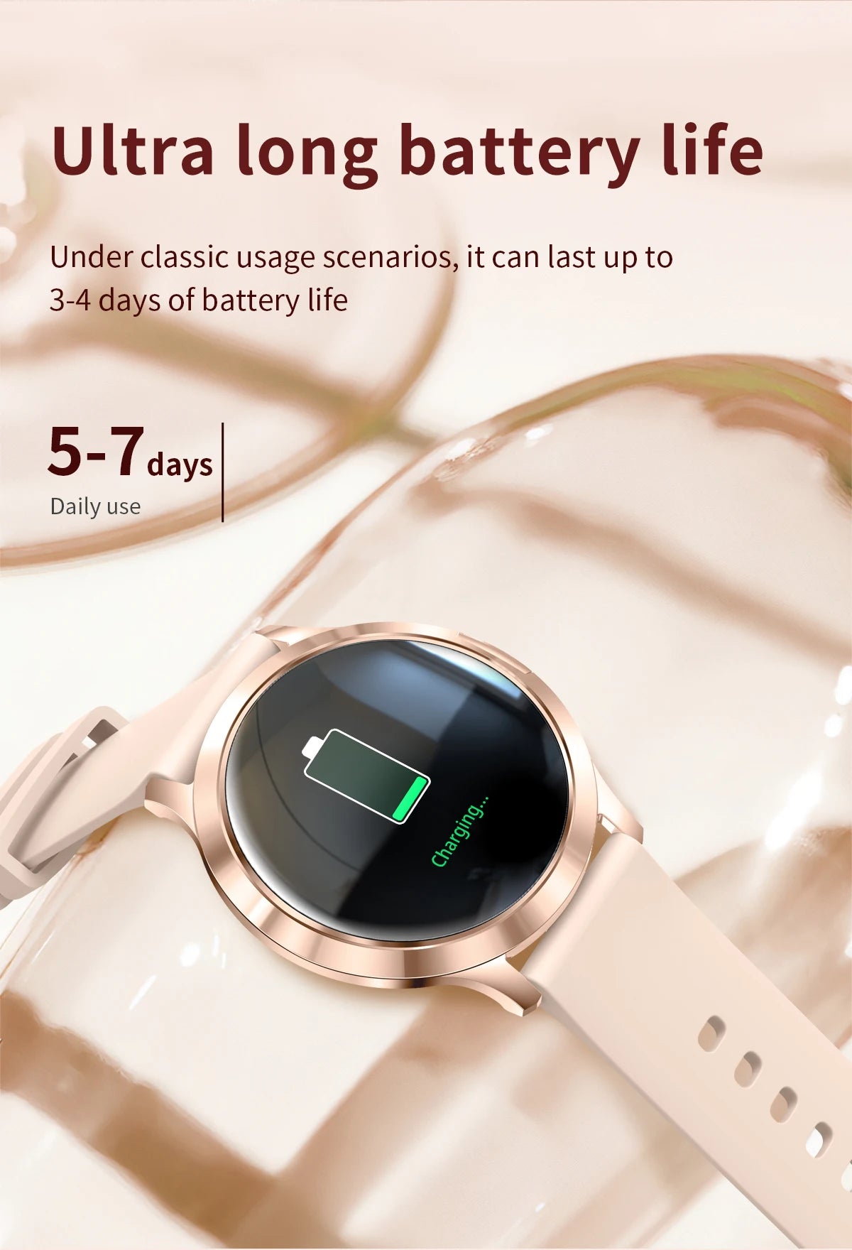 1,32" ultratyndt AMOLED-smartwatch til kvinder med Bluetooth-opkald – Brugerdefinerede urskiver, aktivitetsmåler, luksusdesign
