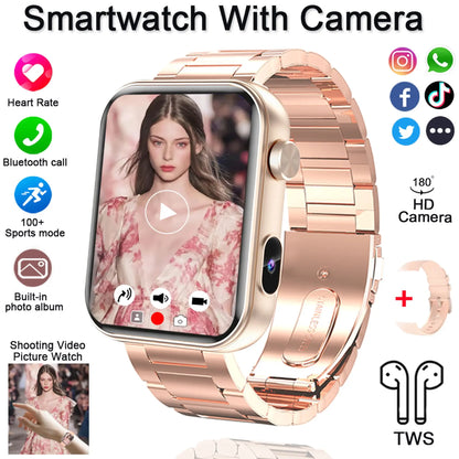 Smartwatch 2025 für Damen und Herren – Kamera, Videoaufzeichnung, Gesundheits- und Fitness-Tracker, wasserdicht, Bluetooth-Anruf