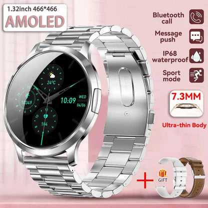 1,32" ultratyndt AMOLED-smartwatch til kvinder med Bluetooth-opkald – Brugerdefinerede urskiver, aktivitetsmåler, luksusdesign