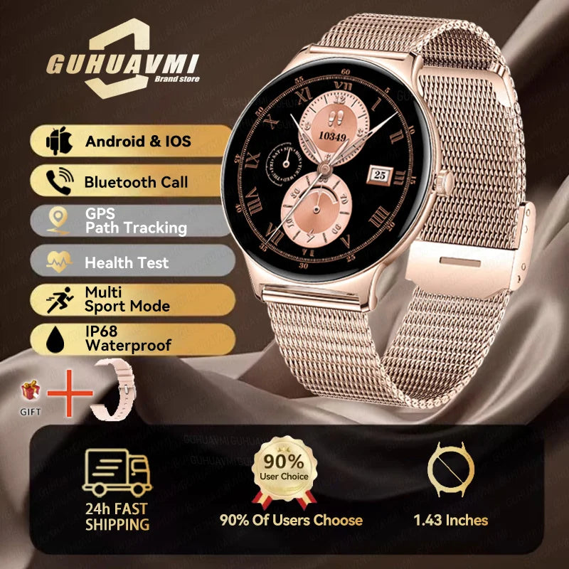 1.43" Full Touch Smartwatch for Women with Bluetooth Calling – Fitness & Sports Watch, Stylish Ladies Gift (2025)