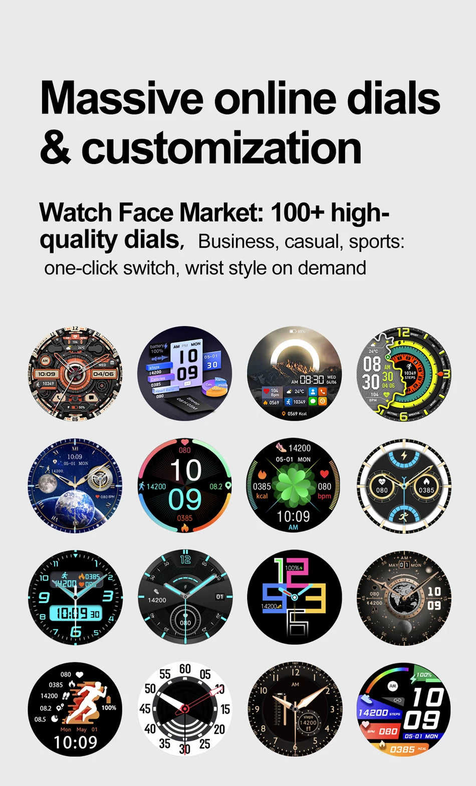 Herren-Smartwatch mit Full Touch, Bluetooth-Anrufen, Kompass und Taschenlampe – Fitness-Tracker und Herzfrequenzmesser, wasserdicht