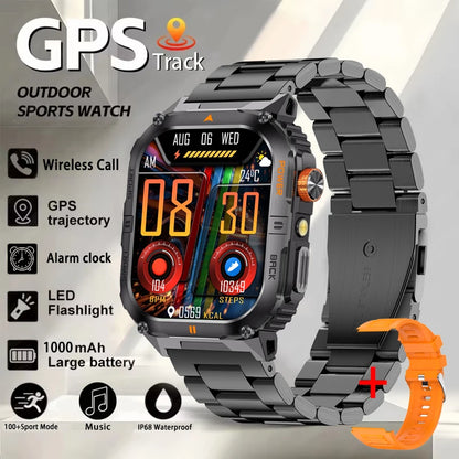 Smart Sportsuhr für Herren – Bluetooth-Anrufe, Fitness-Tracking & LED-Taschenlampe (2,0” HD)