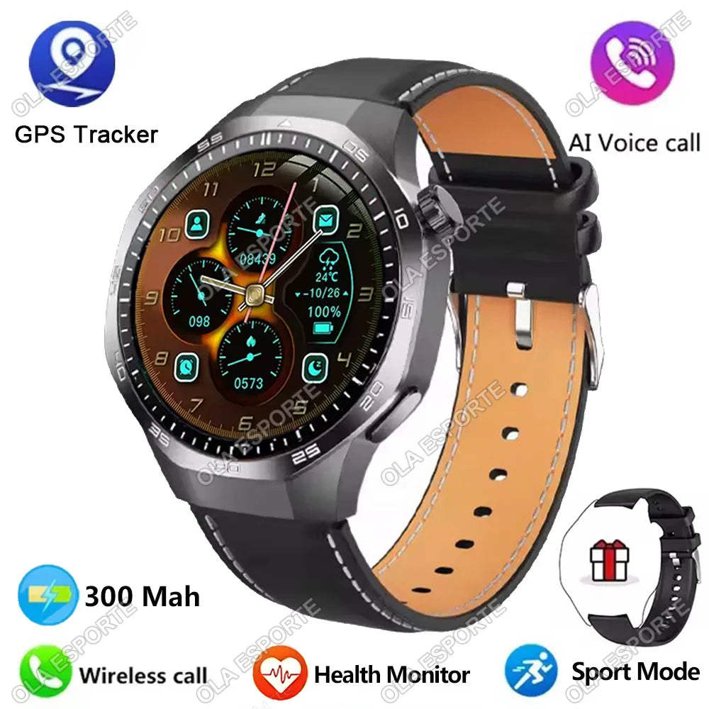 HD AMOLED Smartwatch für Herren mit Bluetooth-Anruffunktion, Herzfrequenzmesser & GPS-Bewegungsverfolgung – Wasserdicht, für Android & iOS (2025)