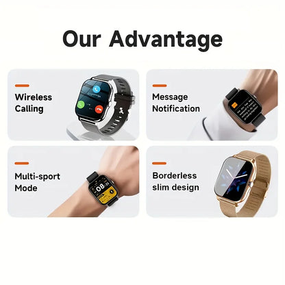 Smartwatch med trådløse opkald og digital skærm – Silikonerem og design i rustfrit stål