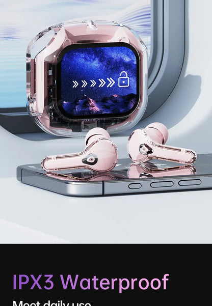 True Wireless Bluetooth 5.4 Earbuds – ANC Noise-Cancelling, HD Stereo Bass, Gamer Headset with LED Touch Control