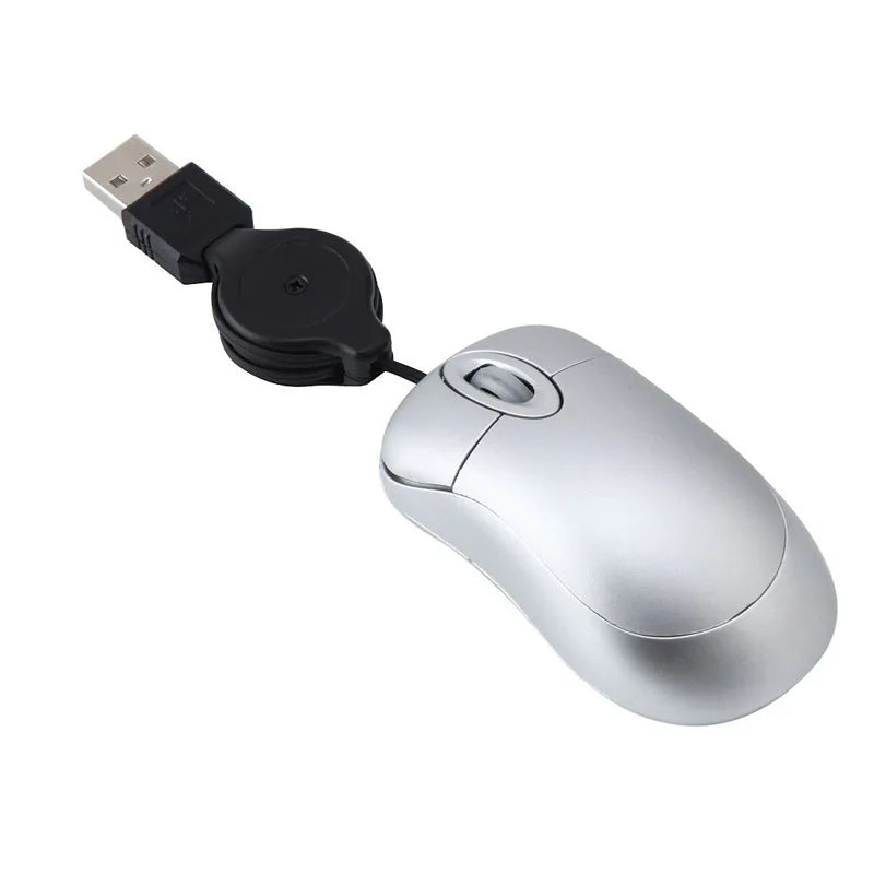 Mini kabelgebundene, einziehbare Maus – tragbare optische USB-Maus (1000 DPI) für Laptop & PC