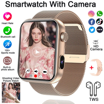 Smartwatch 2025 für Damen und Herren – Kamera, Videoaufzeichnung, Gesundheits- und Fitness-Tracker, wasserdicht, Bluetooth-Anruf