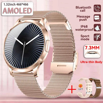 1,32" ultratyndt AMOLED-smartwatch til kvinder med Bluetooth-opkald – Brugerdefinerede urskiver, aktivitetsmåler, luksusdesign