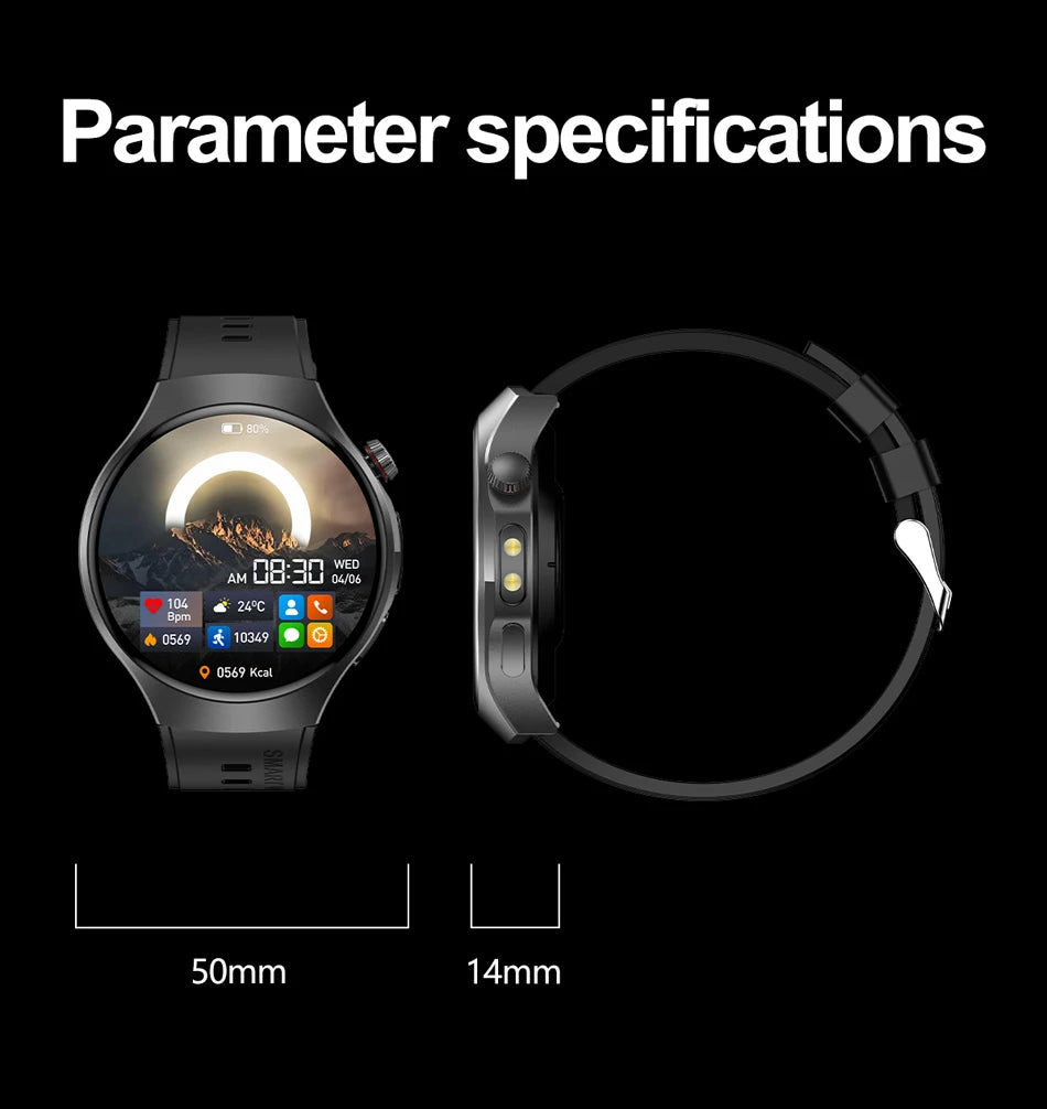 Herren-Smartwatch mit Full Touch, Bluetooth-Anrufen, Kompass und Taschenlampe – Fitness-Tracker und Herzfrequenzmesser, wasserdicht