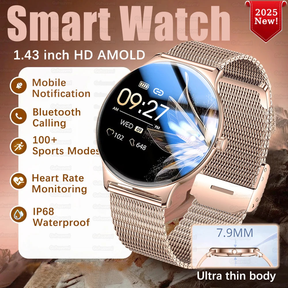 1.43" Full Touch Smartwatch for Women with Bluetooth Calling – Fitness & Sports Watch, Stylish Ladies Gift (2025)