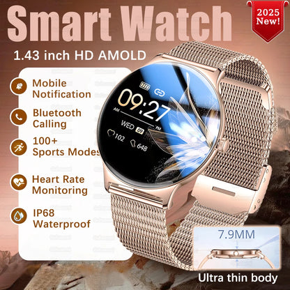 1.43" Full Touch Smartwatch for Women with Bluetooth Calling – Fitness & Sports Watch, Stylish Ladies Gift (2025)