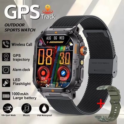 Smart Sportsuhr für Herren – Bluetooth-Anrufe, Fitness-Tracking & LED-Taschenlampe (2,0” HD)