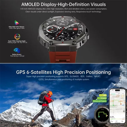 Outdoor-Smartwatch – GPS, AMOLED-Display, Kompass & 5ATM Wasserdicht