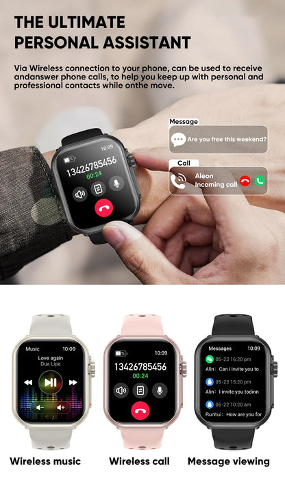 1,85" HD AMOLED Smartwatch med Bluetooth-opkald – IP68 Vandtæt Full Touch Sportsur til Mænd og Kvinder (2025)