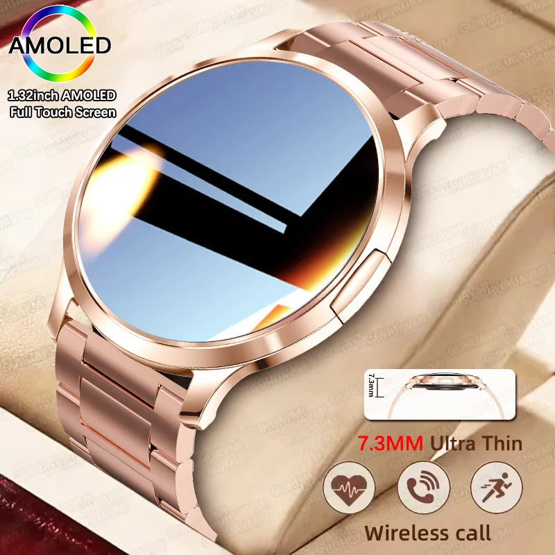 1,32" ultratyndt AMOLED-smartwatch til kvinder med Bluetooth-opkald – Brugerdefinerede urskiver, aktivitetsmåler, luksusdesign