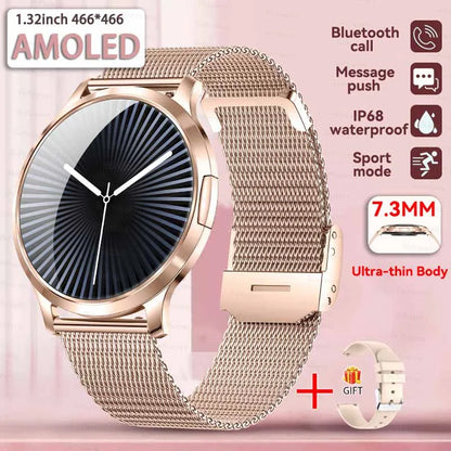 1,32" ultratyndt AMOLED-smartwatch til kvinder med Bluetooth-opkald – Brugerdefinerede urskiver, aktivitetsmåler, luksusdesign
