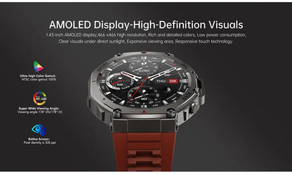 Outdoor-Smartwatch – GPS, AMOLED-Display, Kompass & 5ATM Wasserdicht