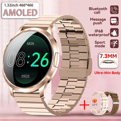 1,32" ultratyndt AMOLED-smartwatch til kvinder med Bluetooth-opkald – Brugerdefinerede urskiver, aktivitetsmåler, luksusdesign