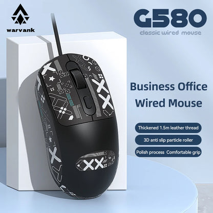 G580 Ergonomisk Mus Med Ledning – 1600 DPI Justerbar, Anti-skrid Design til PC & Bærbar
