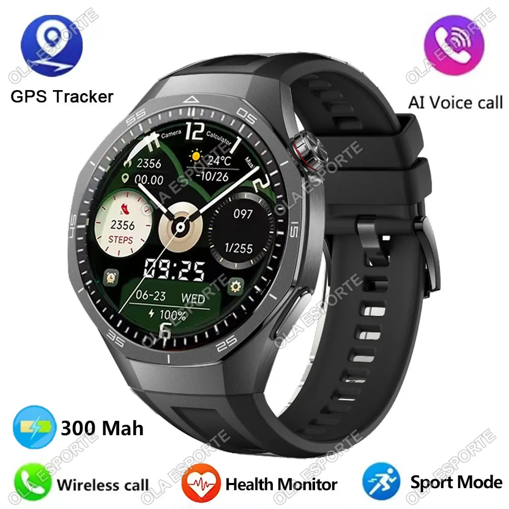 HD AMOLED Smartwatch für Herren mit Bluetooth-Anruffunktion, Herzfrequenzmesser & GPS-Bewegungsverfolgung – Wasserdicht, für Android & iOS (2025)