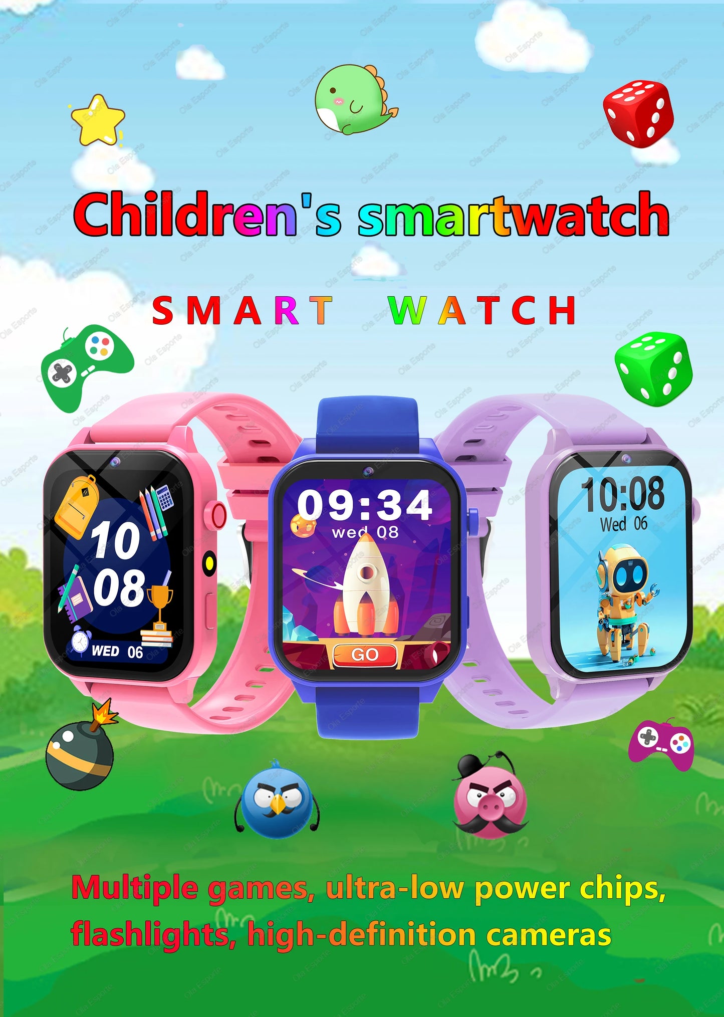 Kinder-Smartwatch mit 1,83"-Display, Kamera und 18 Spielen