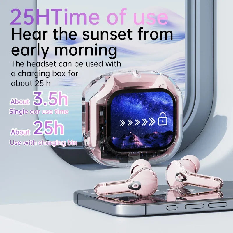 True Wireless Bluetooth 5.4 Earbuds – ANC Noise-Cancelling, HD Stereo Bass, Gamer Headset with LED Touch Control