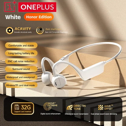 OnePlus Knochenschall Bluetooth Kopfhörer – Kabelloses Open-Ear Headset, Freisprechfunktion, Wasserdichte Sport-Kopfhörer mit Mikrofon