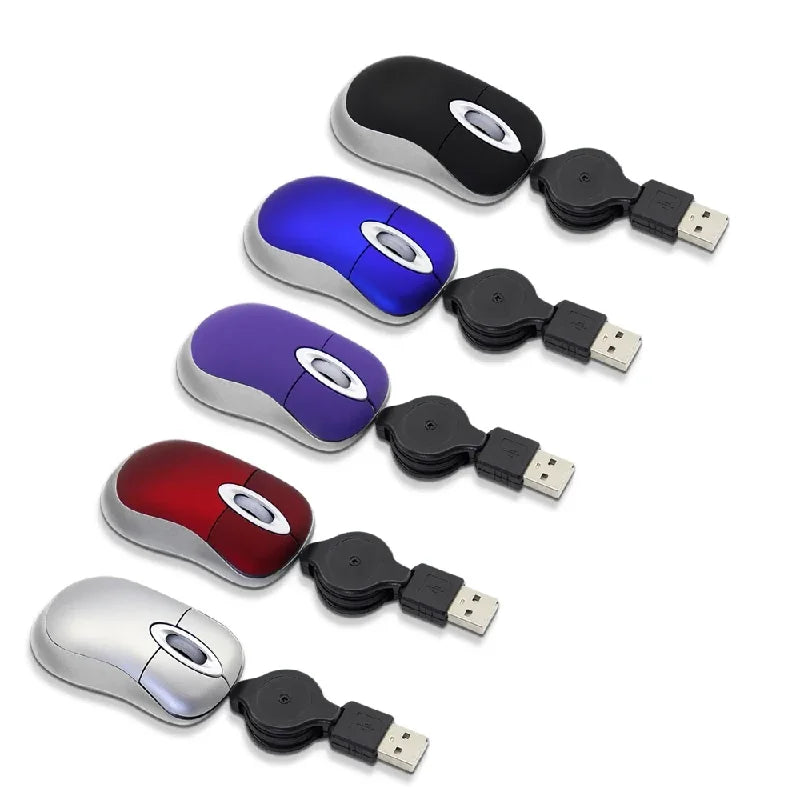 Mini kabelgebundene, einziehbare Maus – tragbare optische USB-Maus (1000 DPI) für Laptop & PC