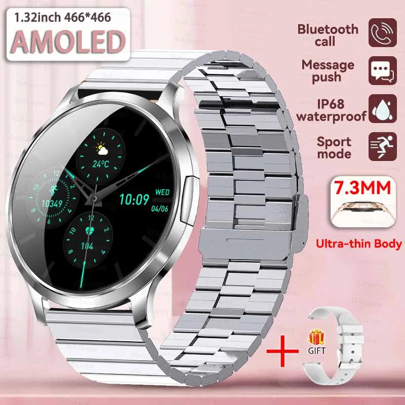 1,32" ultratyndt AMOLED-smartwatch til kvinder med Bluetooth-opkald – Brugerdefinerede urskiver, aktivitetsmåler, luksusdesign
