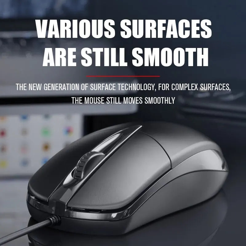USB Wired Optical Mouse – 1200 DPI, Ergonomic Design, Plug & Play for PC & Laptop