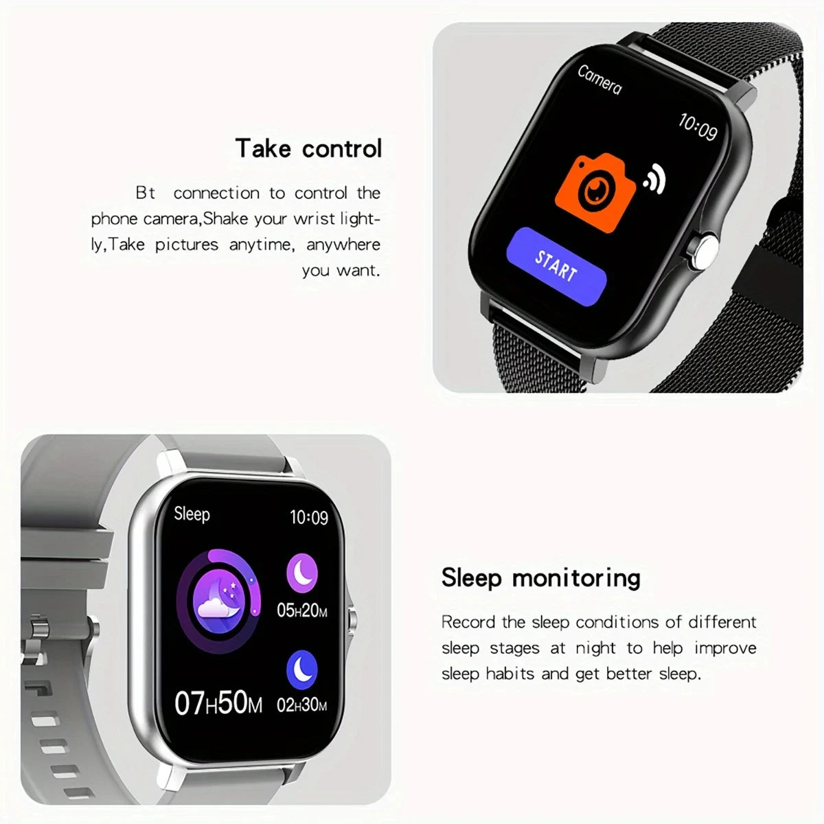 1,83" HD Smartwatch med Bluetooth-opkald og notifikationer – Sportstilstande, musikstyring, til Android og iOS (Unisexgave)