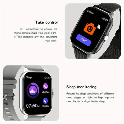 1,83" HD Smartwatch med Bluetooth-opkald og notifikationer – Sportstilstande, musikstyring, til Android og iOS (Unisexgave)