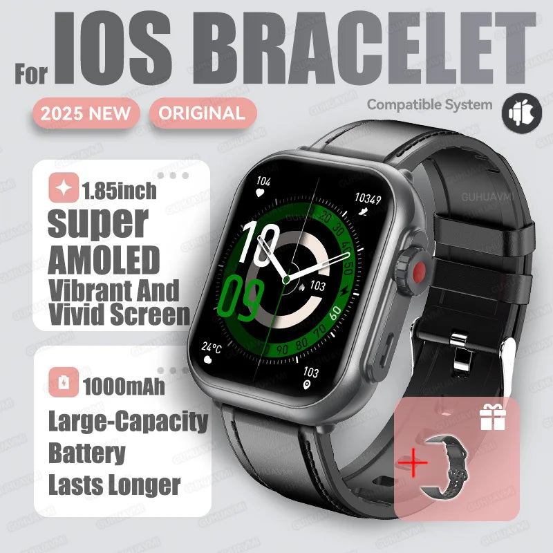 1,85" HD AMOLED Smartwatch med Bluetooth-opkald – IP68 Vandtæt Full Touch Sportsur til Mænd og Kvinder (2025)