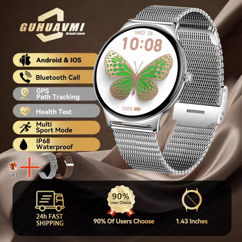1.43" Full Touch Smartwatch for Women with Bluetooth Calling – Fitness & Sports Watch, Stylish Ladies Gift (2025)