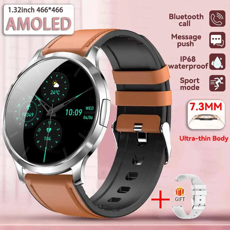 1,32" ultratyndt AMOLED-smartwatch til kvinder med Bluetooth-opkald – Brugerdefinerede urskiver, aktivitetsmåler, luksusdesign