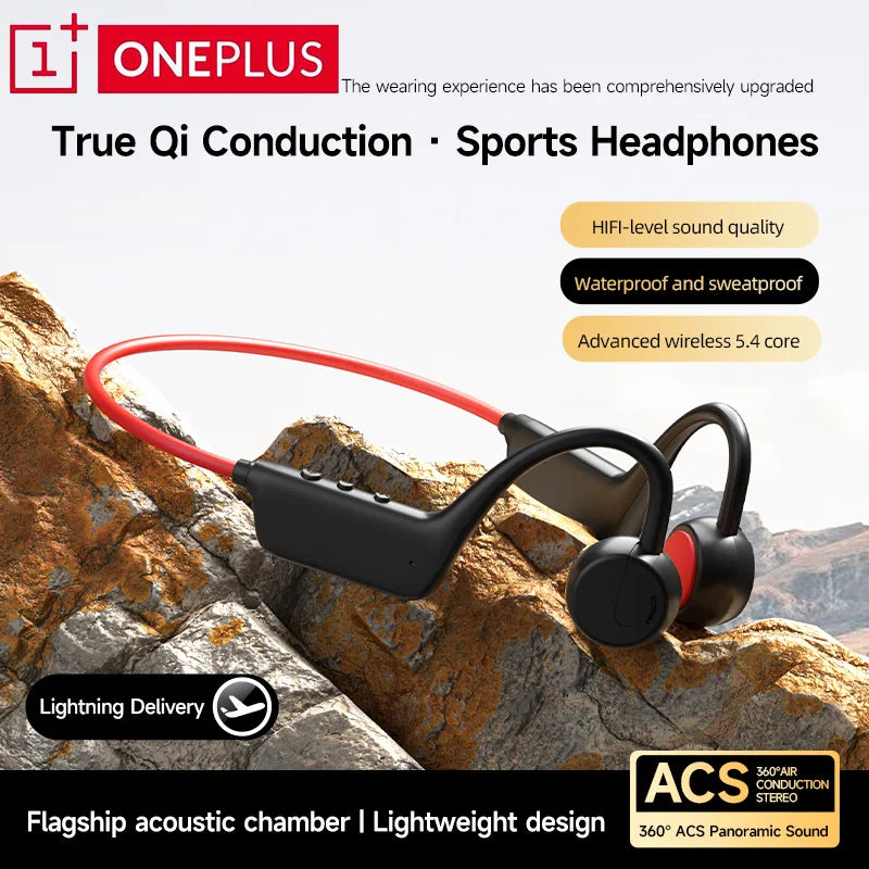 OnePlus Knochenschall Bluetooth Kopfhörer – Kabelloses Open-Ear Headset, Freisprechfunktion, Wasserdichte Sport-Kopfhörer mit Mikrofon