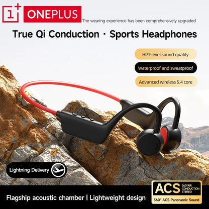 OnePlus Knochenschall Bluetooth Kopfhörer – Kabelloses Open-Ear Headset, Freisprechfunktion, Wasserdichte Sport-Kopfhörer mit Mikrofon