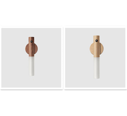 Automatisk LED USB Magnetisk Træ Trådløs Natlys Korridor Verandabelysning PIR Bevægelsessensor Væglampe Skabslampe